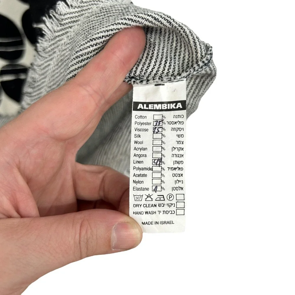 Alembika Polka Dot Knit Tank Top Black White L Linen Viscose‎ Artsy Lagenlook - Picture 4 of 5